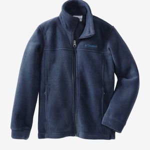 Columbia navy blue zip up fleece jacket large L kids EUC